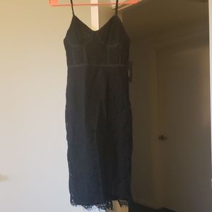 Lulus black lace dress with front slit